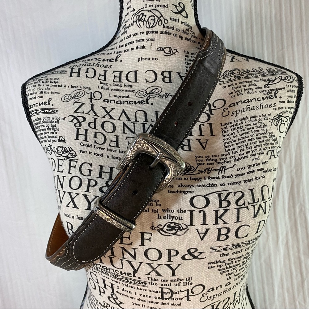 Handmade Vintage ostrich belt Silver buckle Unisex Western